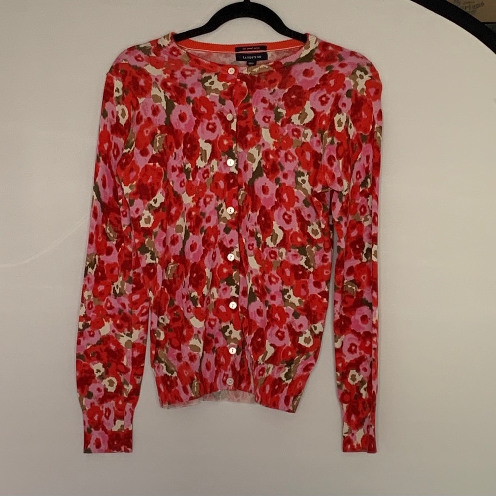 Land's End Coral Orange Floral Size XS